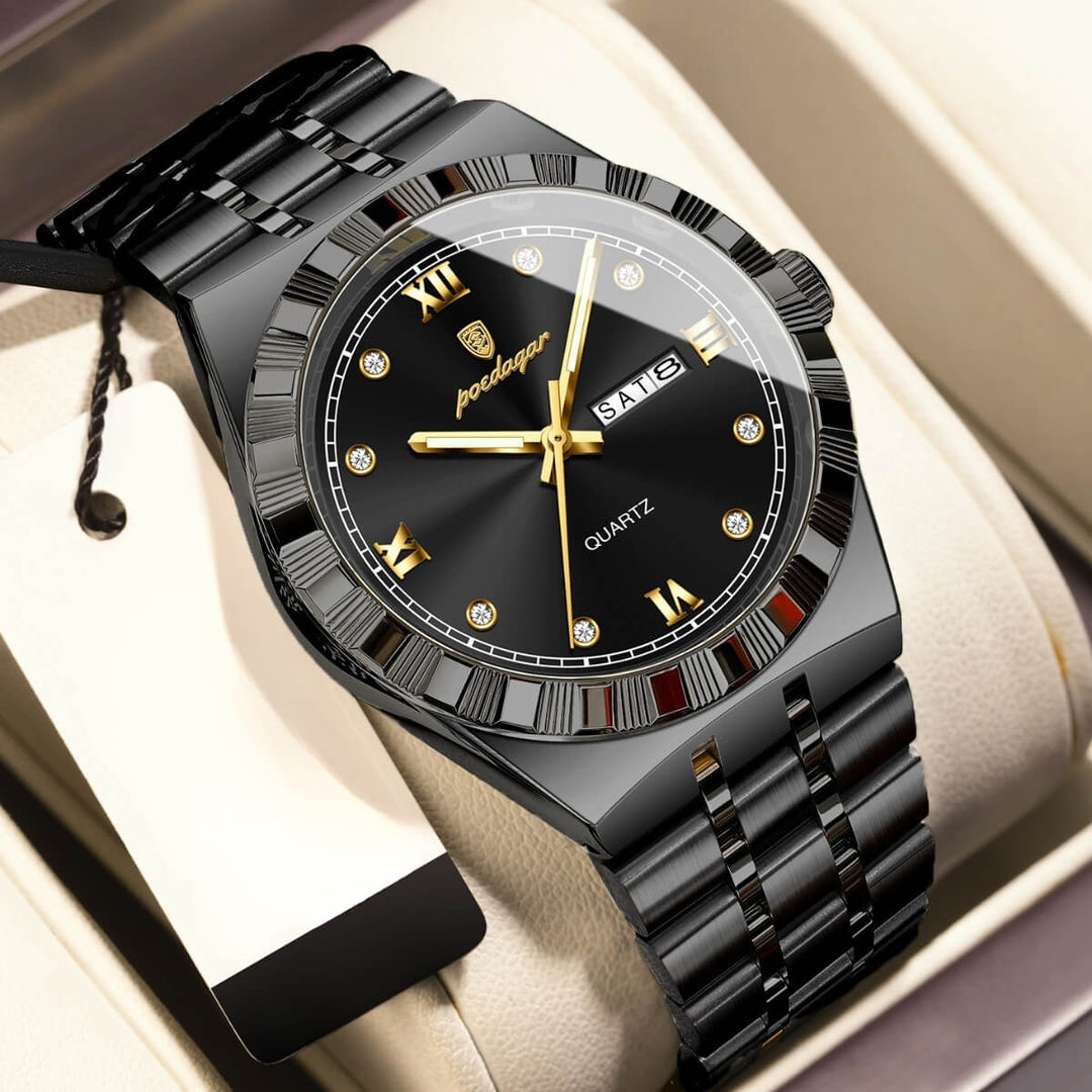 Ashbourne | Stainless Steel Band Luxury Quartz Watch | 41.5mm