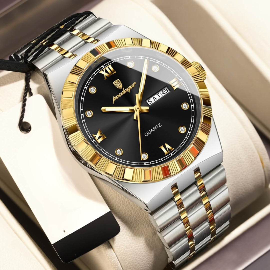 Ashbourne | Stainless Steel Band Luxury Quartz Watch | 41.5mm