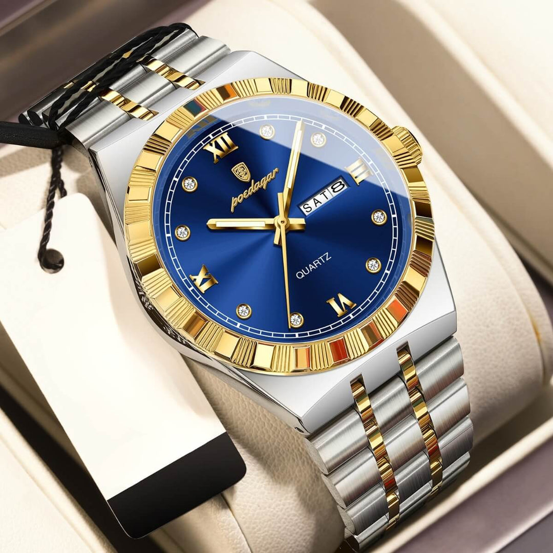 Ashbourne | Stainless Steel Band Luxury Quartz Watch | 41.5mm