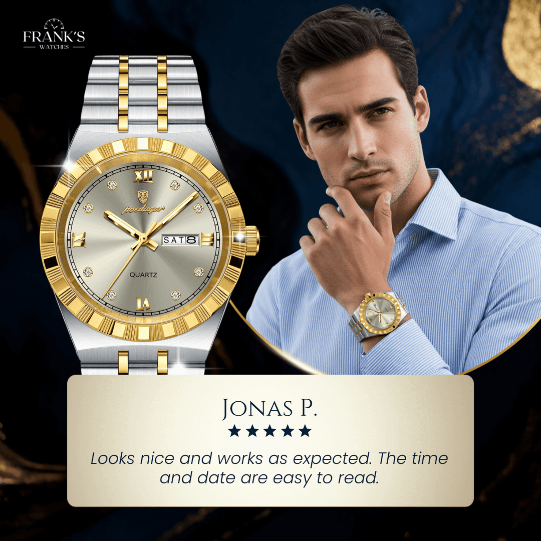 Ashbourne | Stainless Steel Band Luxury Quartz Watch | 41.5mm