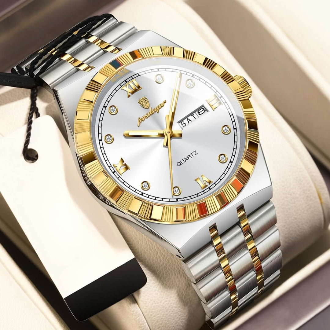 Ashbourne | Stainless Steel Band Luxury Quartz Watch | 41.5mm