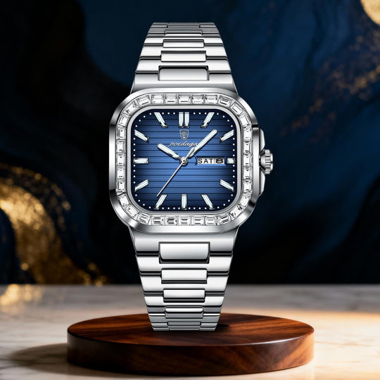 Calder | Stainless Steel Band Analog Quartz Watch | 41mm