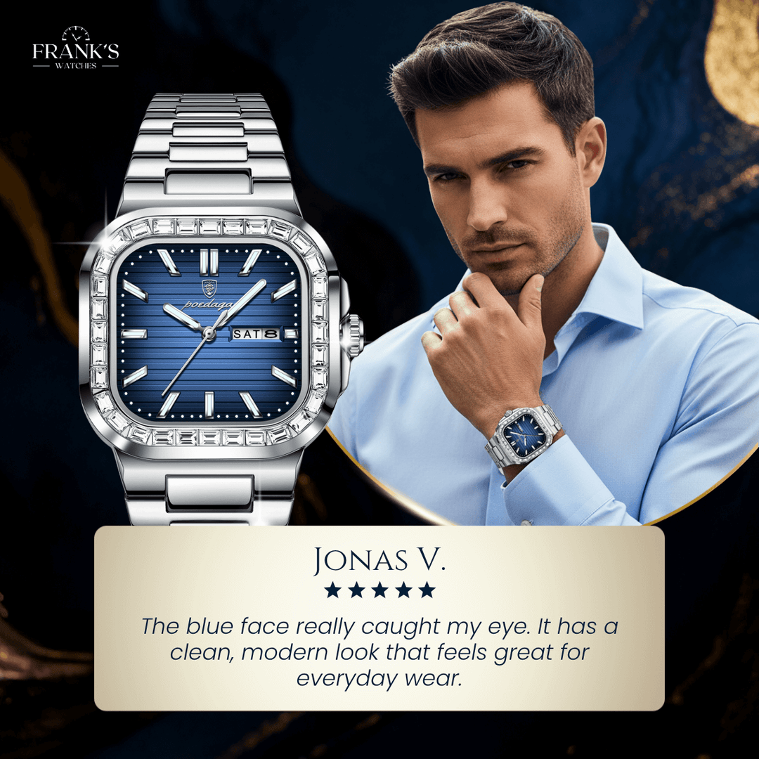 Calder | Stainless Steel Band Analog Quartz Watch | 41mm