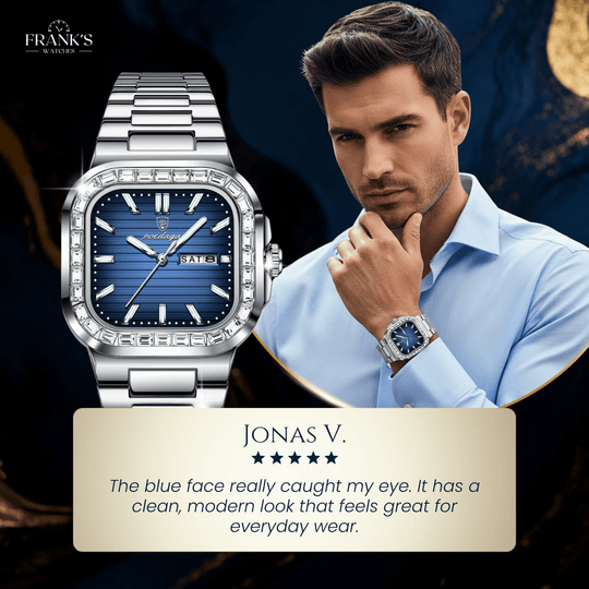 Calder | Stainless Steel Band Analog Quartz Watch | 41mm