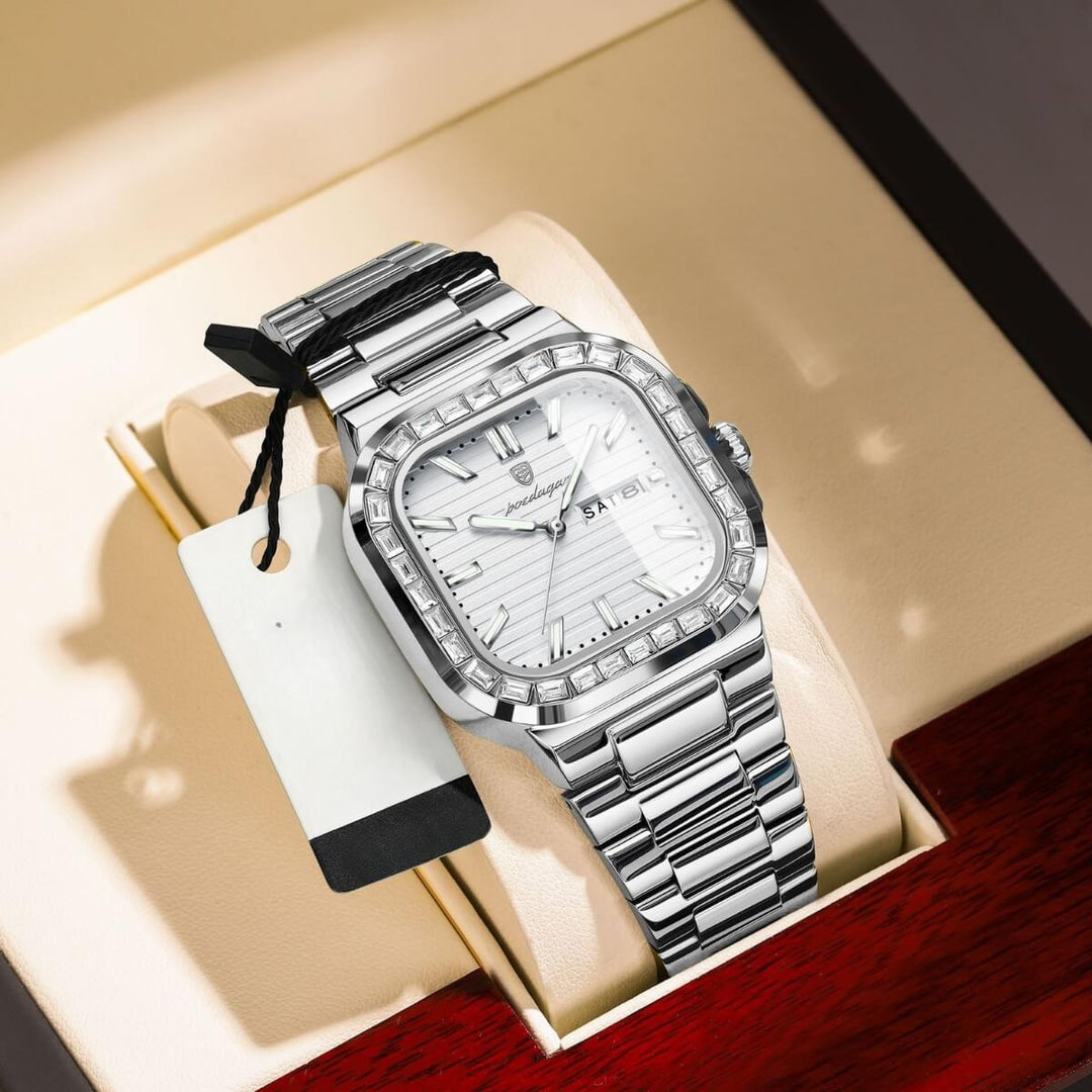 Calder | Stainless Steel Band Analog Quartz Watch | 41mm