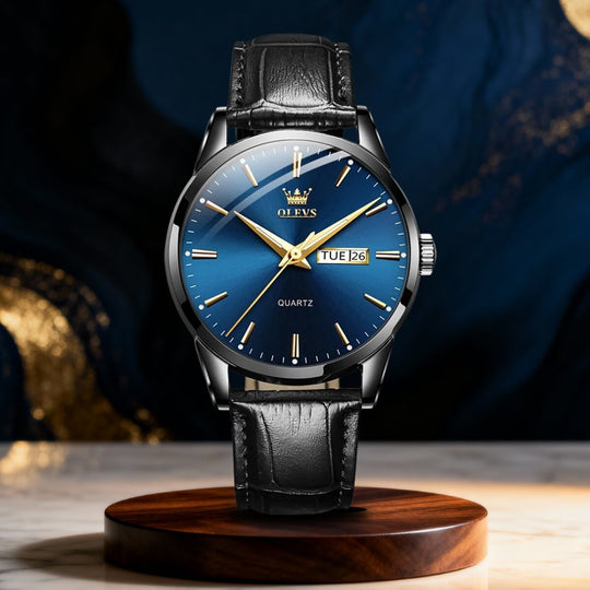 Calloway | Men’s Classic Leather Band Quartz Watch | 39mm