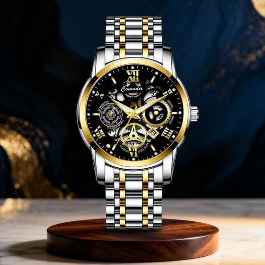 Clayton | Men’s Skeleton Stainless Steel Quartz Watch | 40.5mm