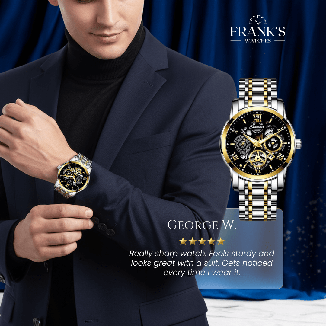 Clayton | Men’s Skeleton Stainless Steel Quartz Watch | 40.5mm