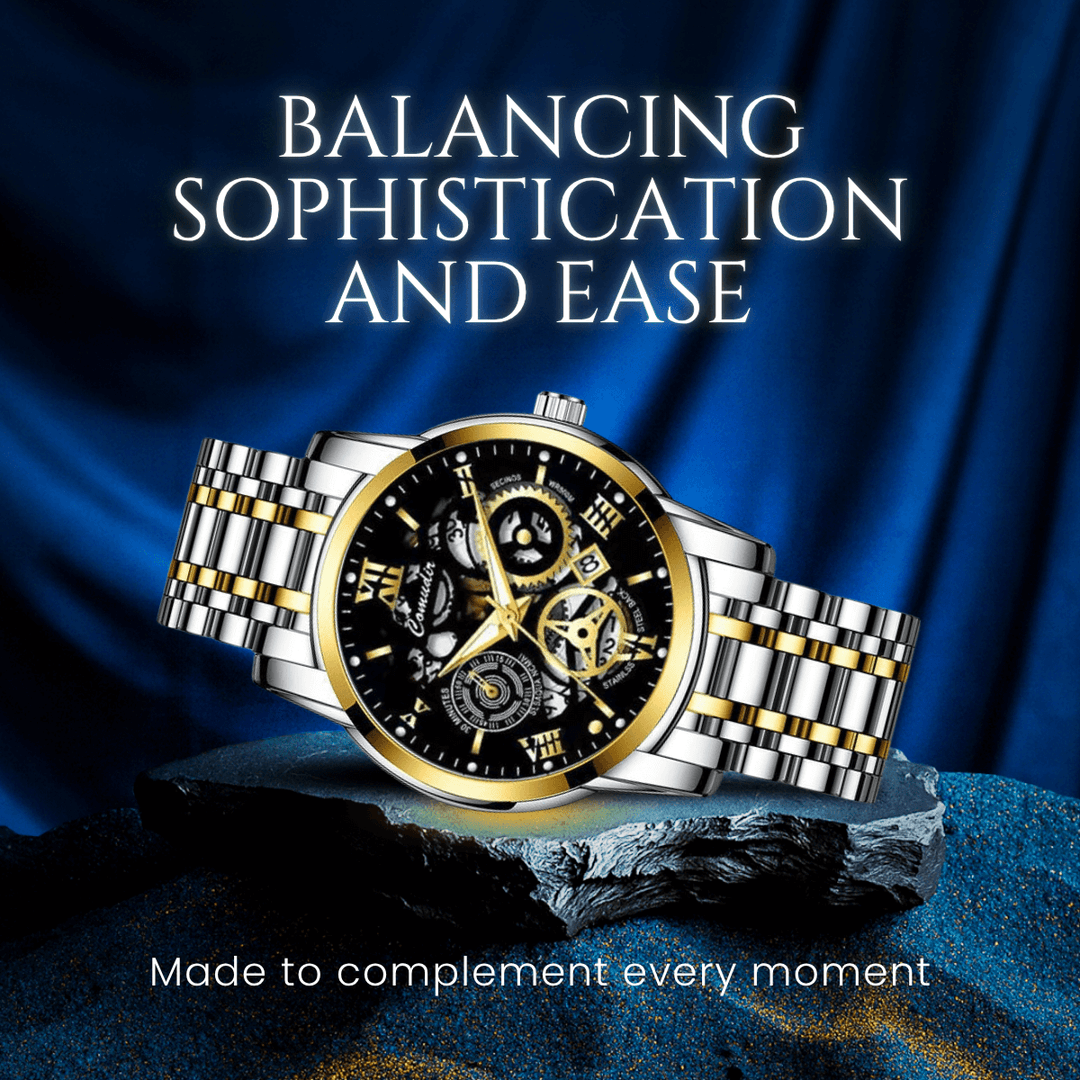 Clayton | Men’s Skeleton Stainless Steel Quartz Watch | 40.5mm