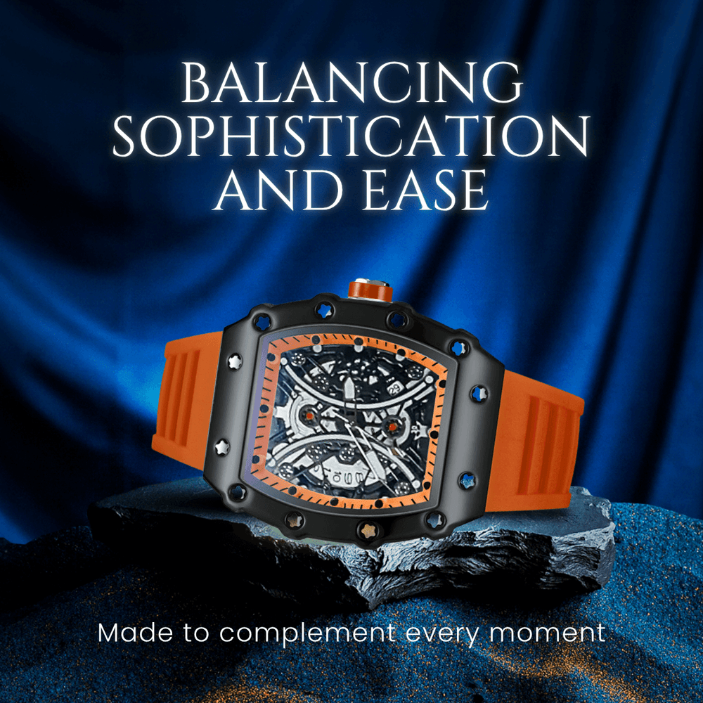 Edison | Men’s Barrel-Shape Skeleton Quartz Watch | 43mm