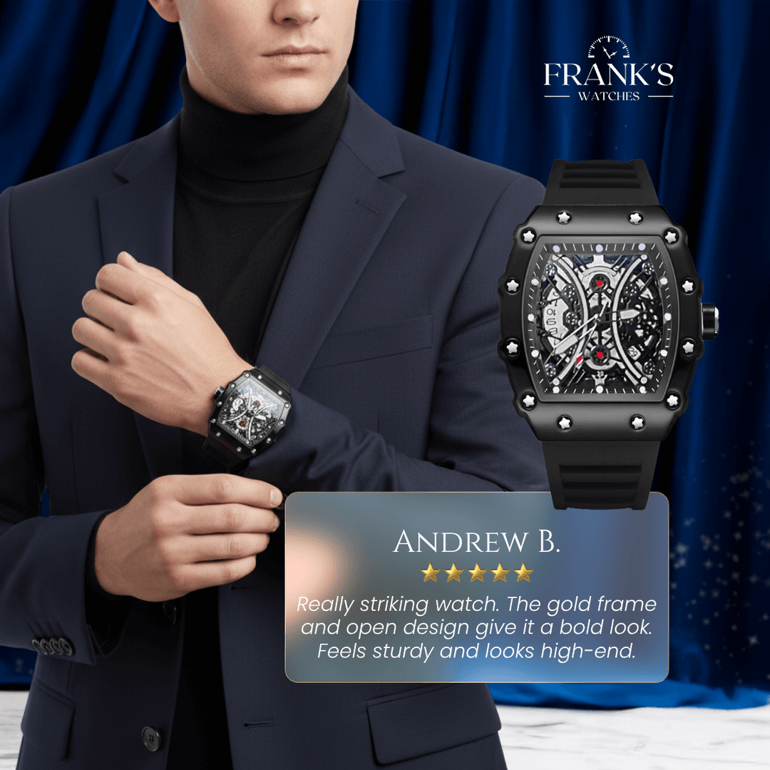 Edison | Men’s Barrel-Shape Skeleton Quartz Watch | 43mm