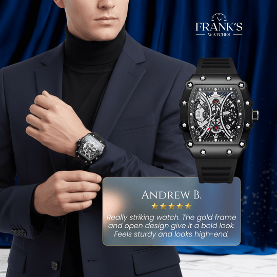 Edison | Men’s Barrel-Shape Skeleton Quartz Watch | 43mm