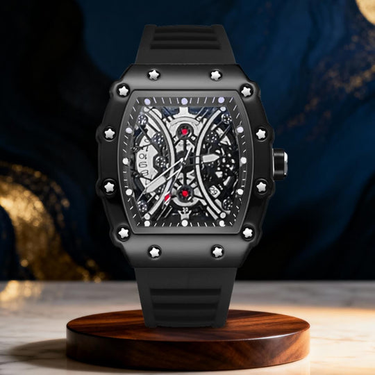Edison | Men’s Barrel-Shape Skeleton Quartz Watch | 43mm