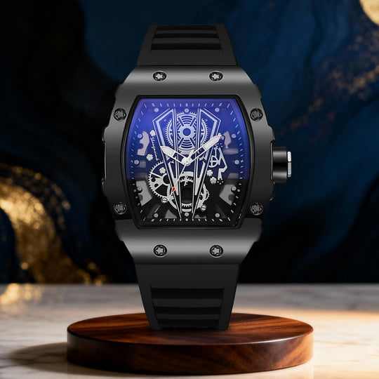 Garrick | Men’s Barrel-Case Skeleton Quartz Watch | 42mm