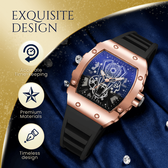 Garrick | Men’s Barrel-Case Skeleton Quartz Watch | 42mm