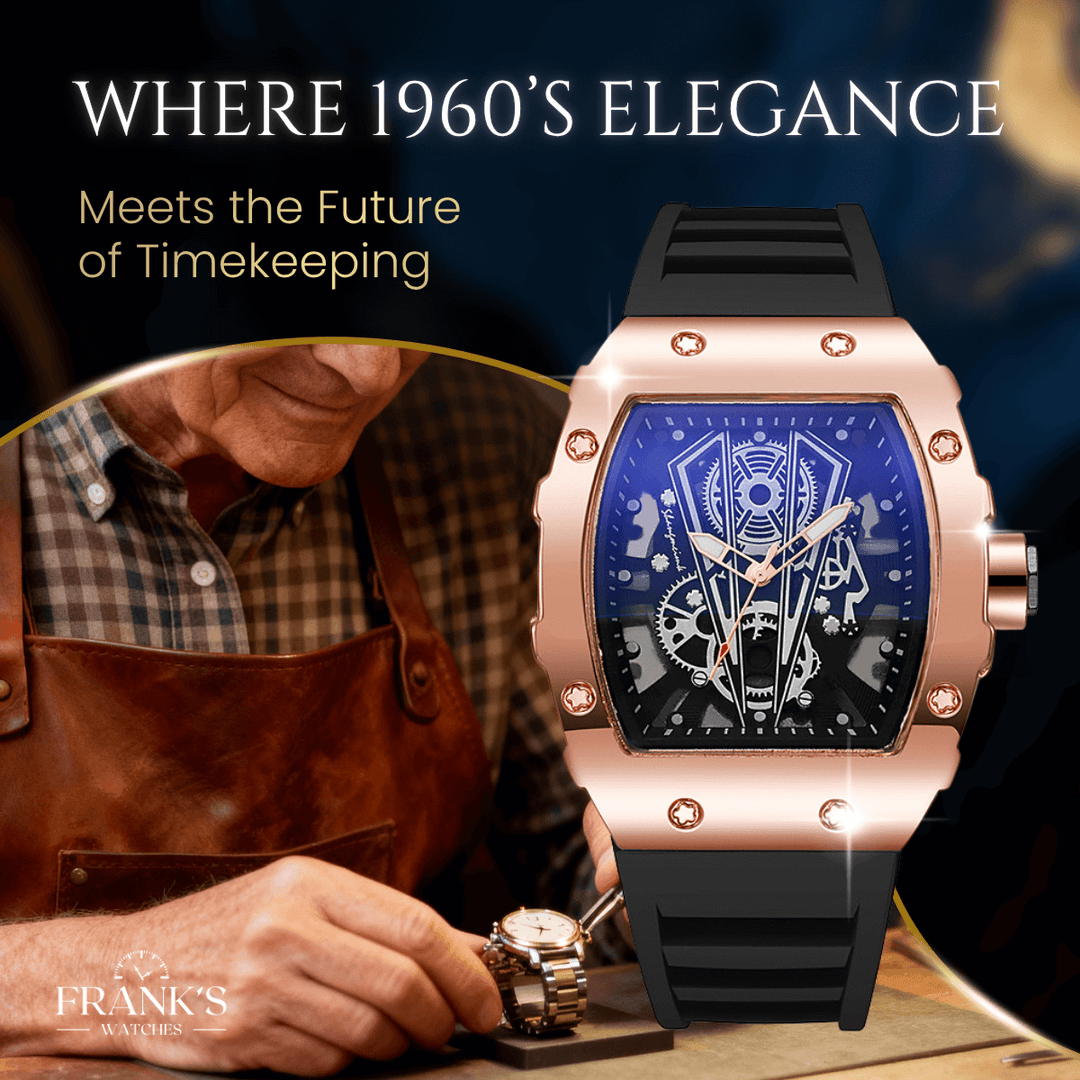 Garrick | Men’s Barrel-Case Skeleton Quartz Watch | 42mm