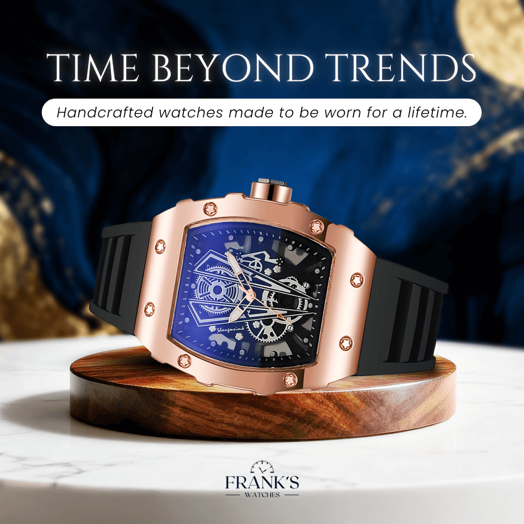 Garrick | Men’s Barrel-Case Skeleton Quartz Watch | 42mm