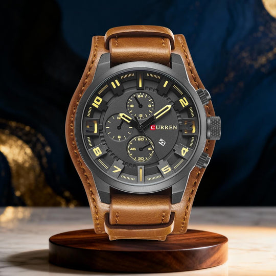 Graydon | Men’s Genuine Leather Chronograph Quartz Watch | 43mm