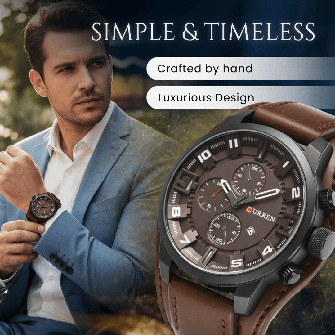 Graydon | Men’s Genuine Leather Chronograph Quartz Watch | 43mm