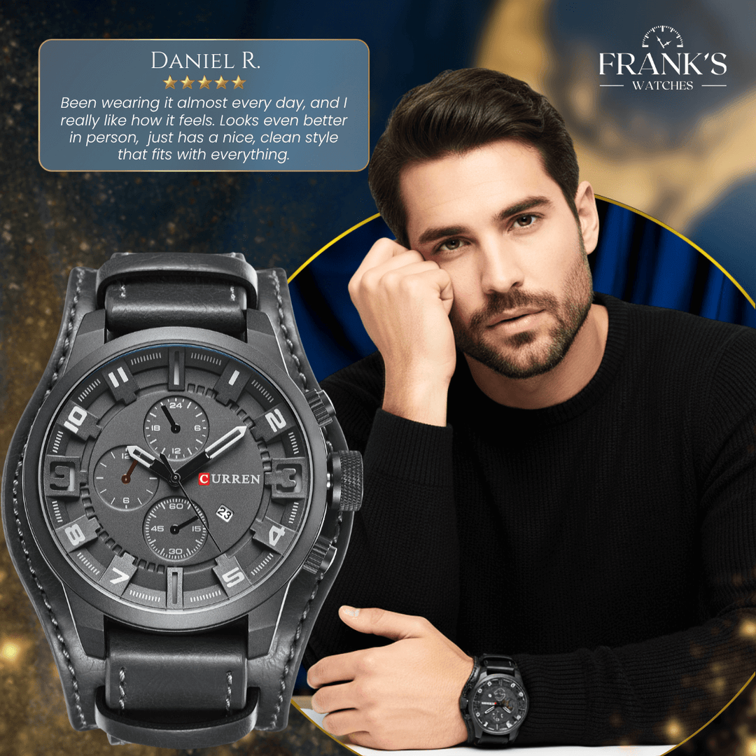 Graydon | Men’s Genuine Leather Chronograph Quartz Watch | 43mm