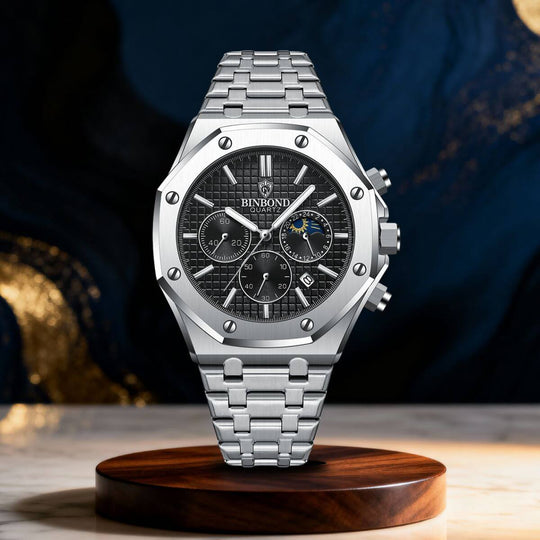 Halston | Octagonal Multifunction Moon Phase Wristwatch | 42mm