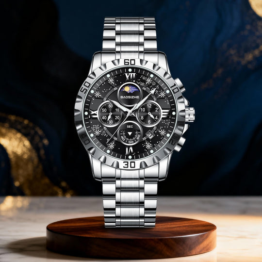Lawson | Stainless Steel Chronograph Moon Phase Watch | 41mm