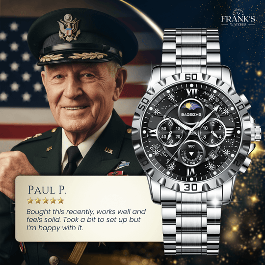 Lawson | Stainless Steel Chronograph Moon Phase Watch | 41mm