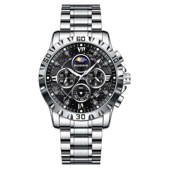 Lawson | Stainless Steel Chronograph Moon Phase Watch | 41mm