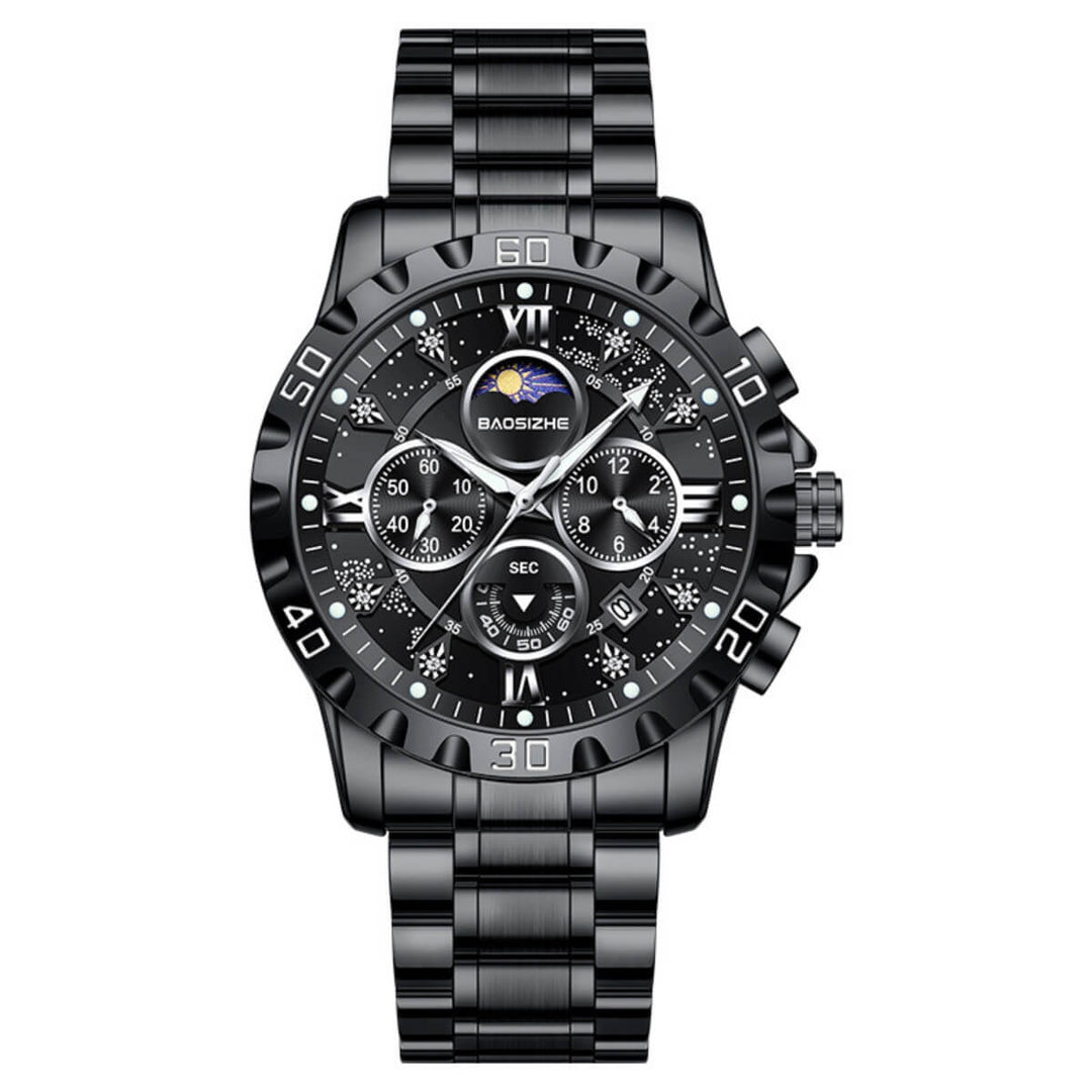 Lawson | Stainless Steel Chronograph Moon Phase Watch | 41mm