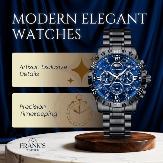 Lawson | Stainless Steel Chronograph Moon Phase Watch | 41mm