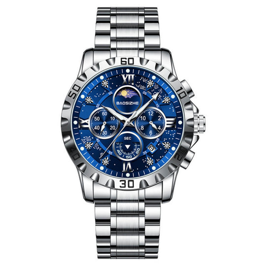 Lawson | Stainless Steel Chronograph Moon Phase Watch | 41mm