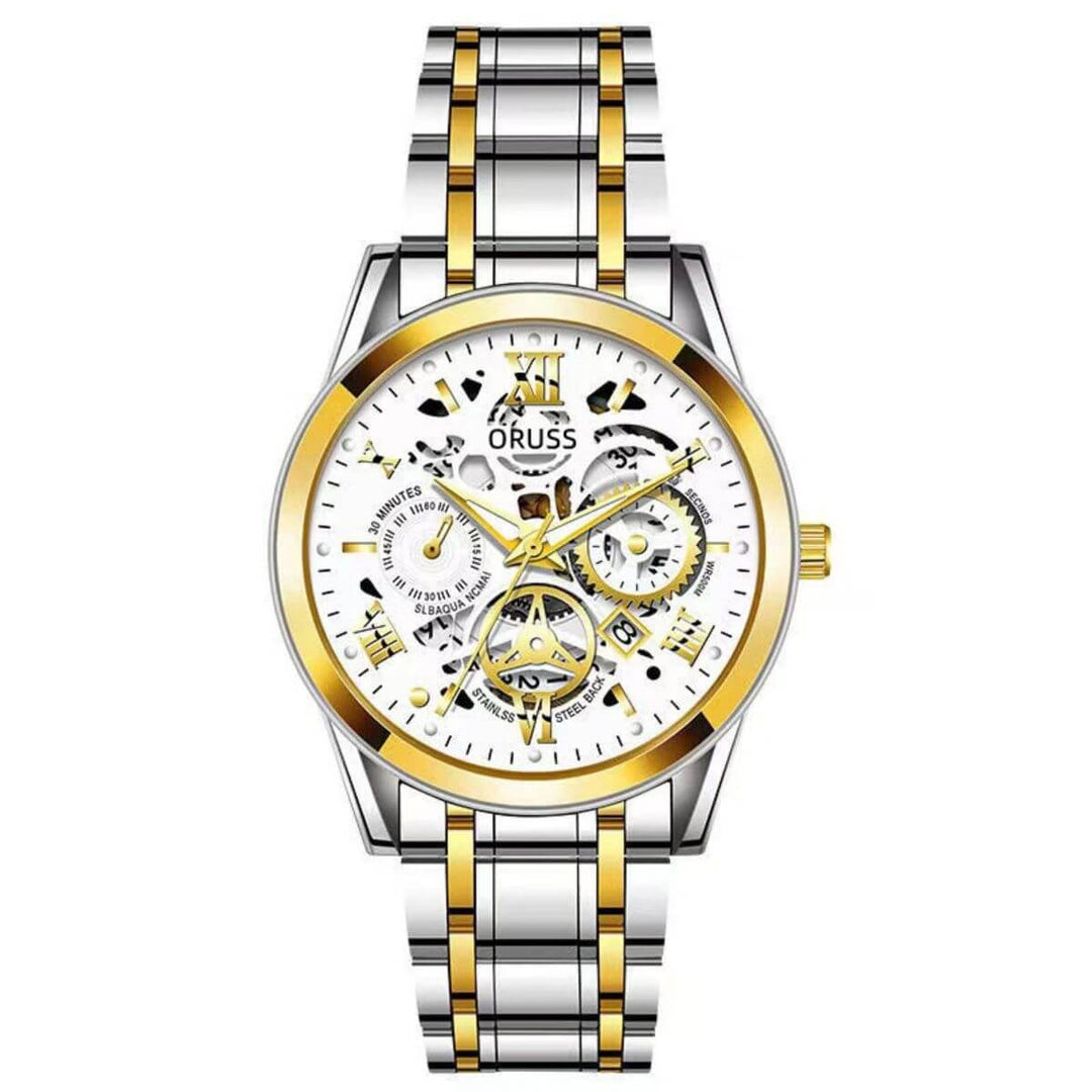 Leonardo | Men’s Stainless Steel Skeleton Quartz Watch | 40mm