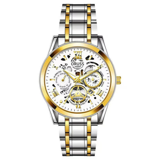 Leonardo | Men’s Stainless Steel Skeleton Quartz Watch | 40mm