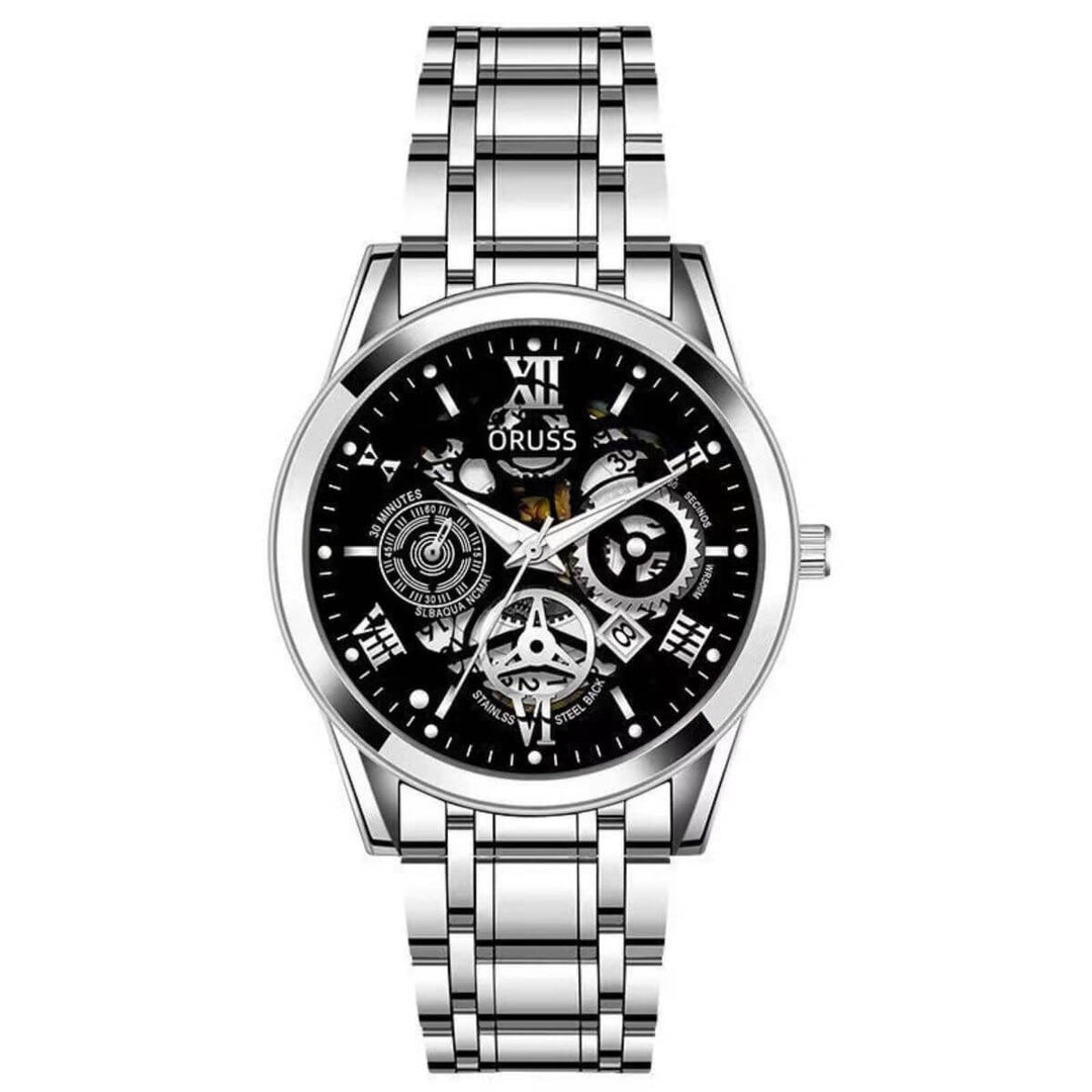 Leonardo | Men’s Stainless Steel Skeleton Quartz Watch | 40mm
