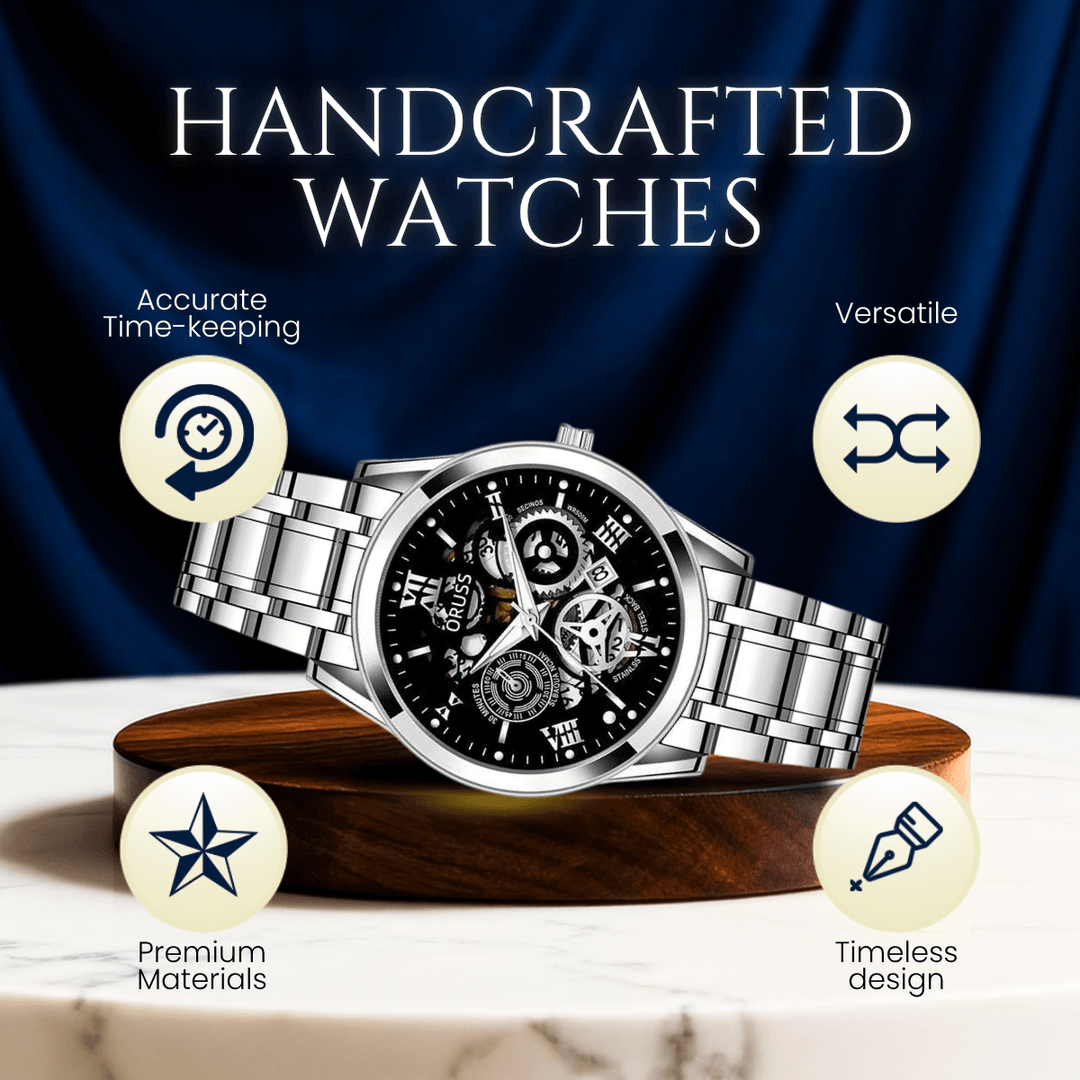 Leonardo | Men’s Stainless Steel Skeleton Quartz Watch | 40mm