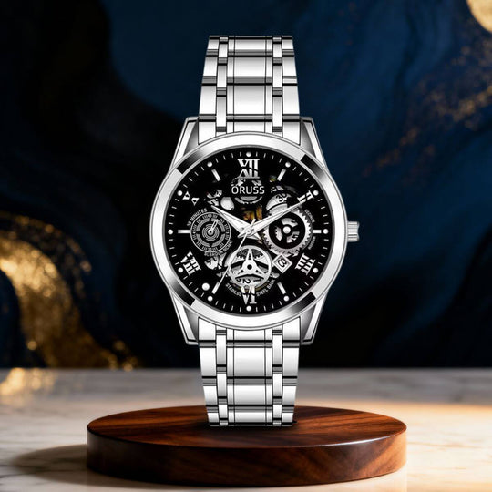 Leonardo | Men’s Stainless Steel Skeleton Quartz Watch | 40mm