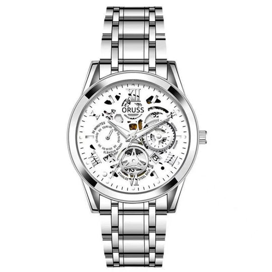 Leonardo | Men’s Stainless Steel Skeleton Quartz Watch | 40mm