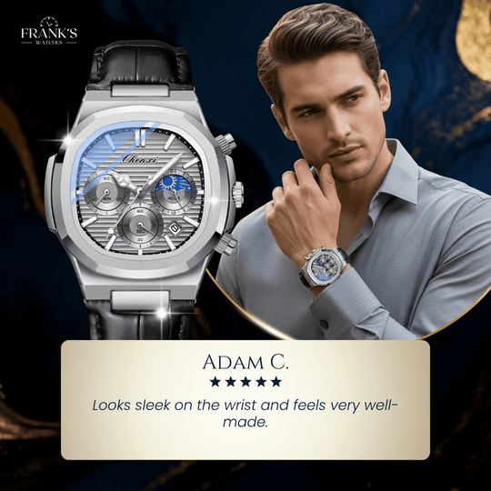 Mercer | Multifunction Moon Phase Chronograph Quartz Watch | 40mm