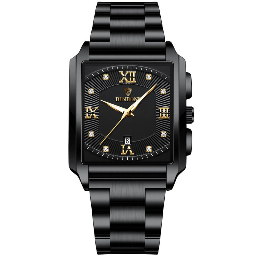 Milton | Men’s Rectangular Stainless Steel Quartz Watch | 44mm