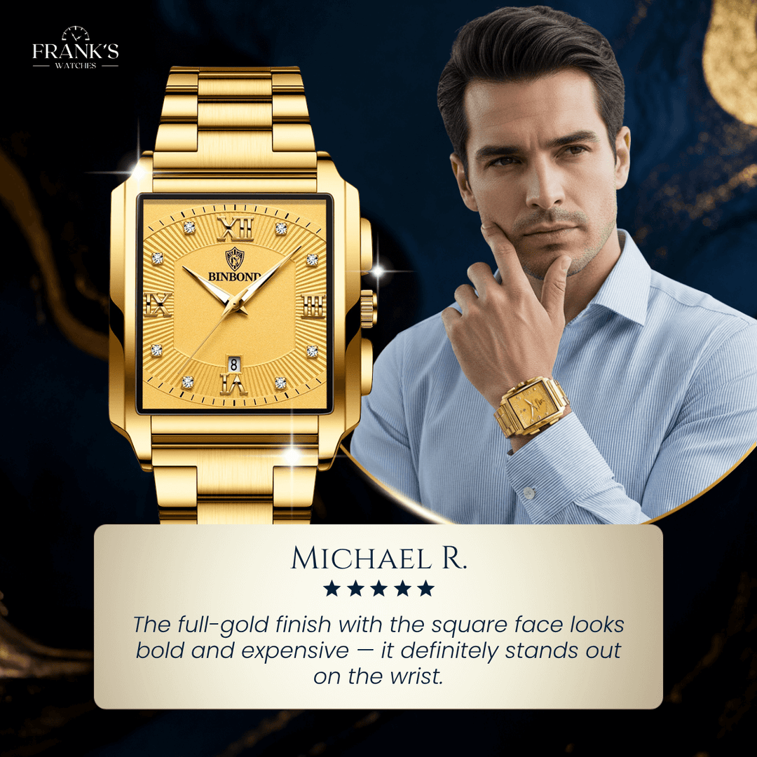 Milton | Men’s Rectangular Stainless Steel Quartz Watch | 44mm