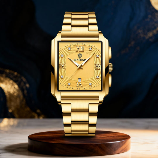 Milton | Men’s Rectangular Stainless Steel Quartz Watch | 44mm