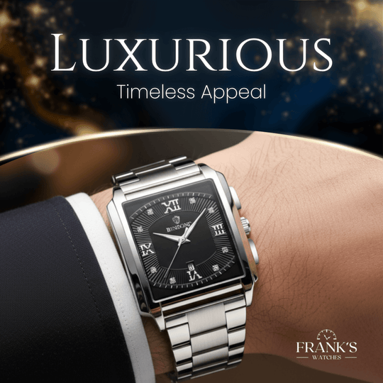 Milton | Men’s Rectangular Stainless Steel Quartz Watch | 44mm