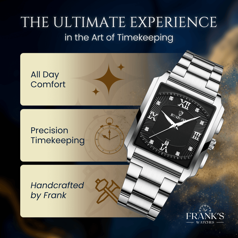 Milton | Men’s Rectangular Stainless Steel Quartz Watch | 44mm