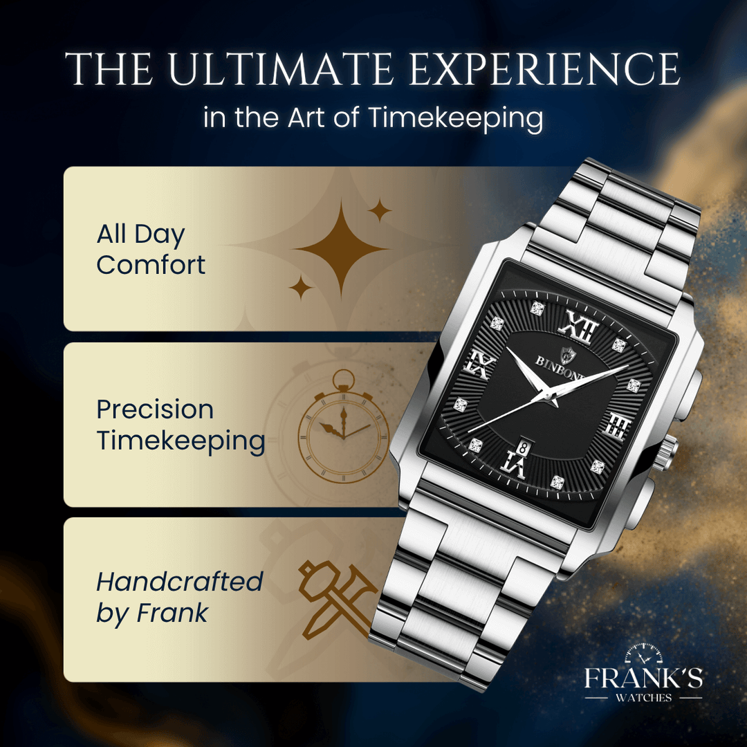 Milton | Men’s Rectangular Stainless Steel Quartz Watch | 44mm