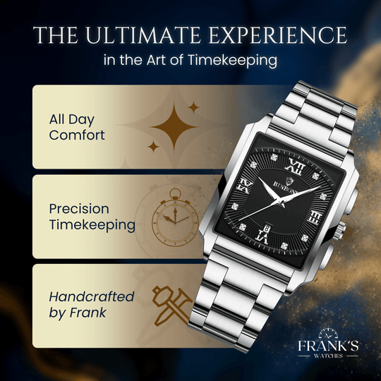 Milton | Men’s Rectangular Stainless Steel Quartz Watch | 44mm