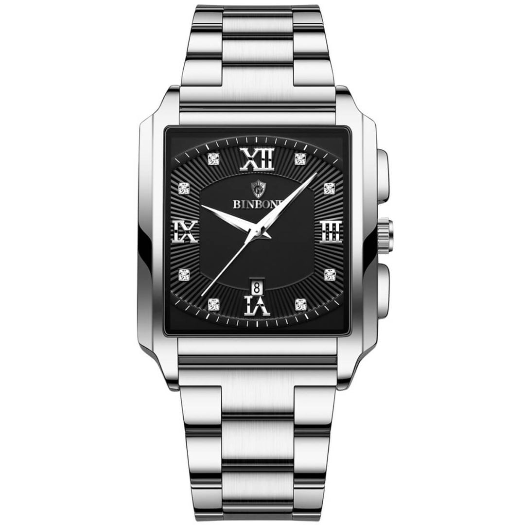 Milton | Men’s Rectangular Stainless Steel Quartz Watch | 44mm