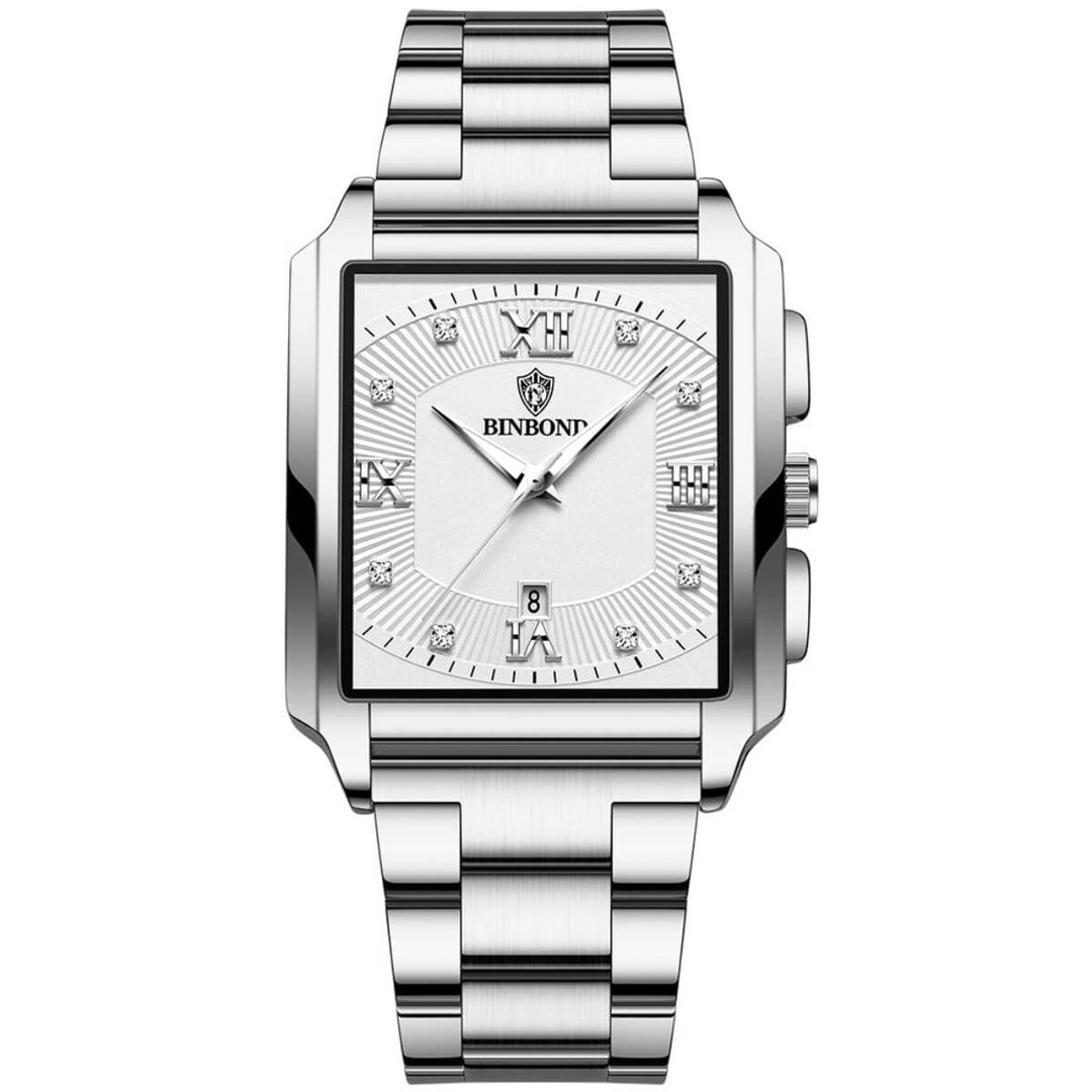 Milton | Men’s Rectangular Stainless Steel Quartz Watch | 44mm