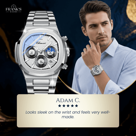 Pierce | Multifunction Moon Phase Chronograph Quartz Watch | 40mm