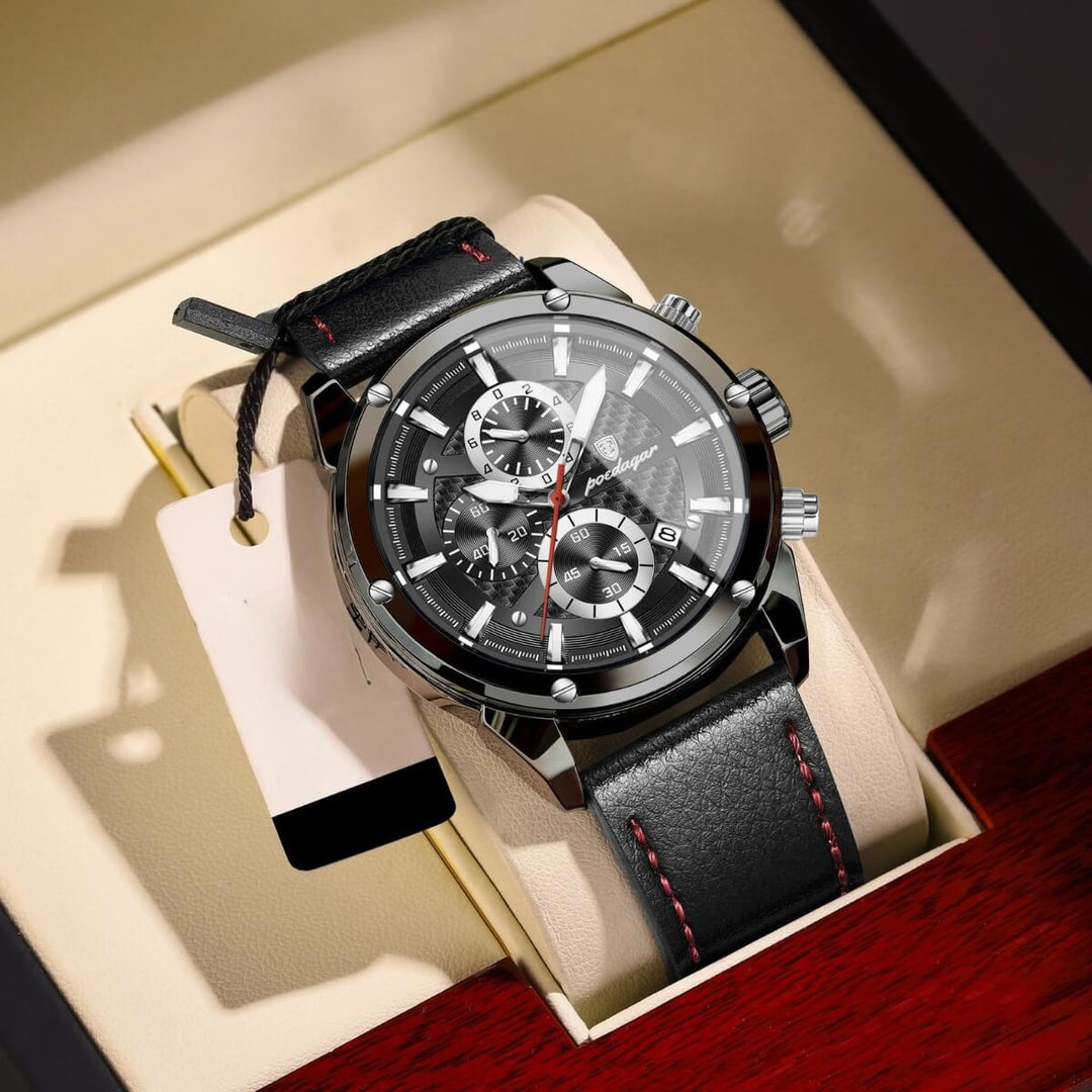 Rockford | Men’s Leather Strap Multifunction Quartz Watch | 41mm