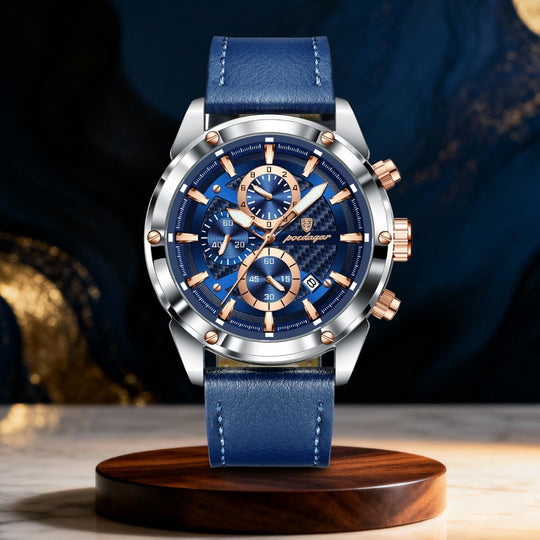 Rockford | Men’s Leather Strap Multifunction Quartz Watch | 41mm